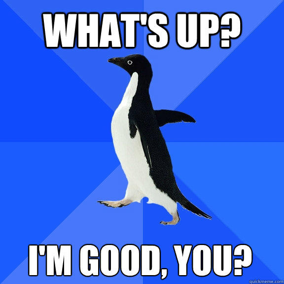 whats up im good you - Socially Awkward Penguin