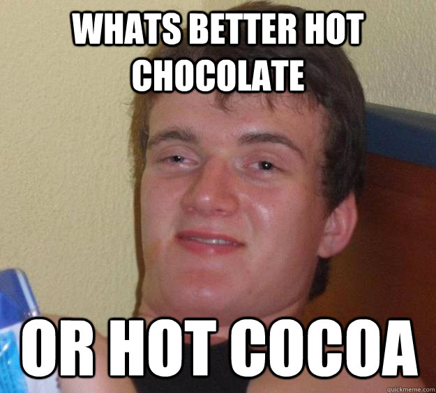 whats better hot chocolate or hot cocoa - 10 Guy