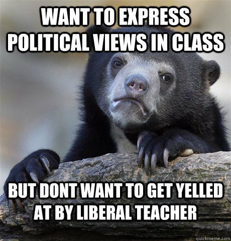 want to express political views in class but dont want to ge - Confession Bear