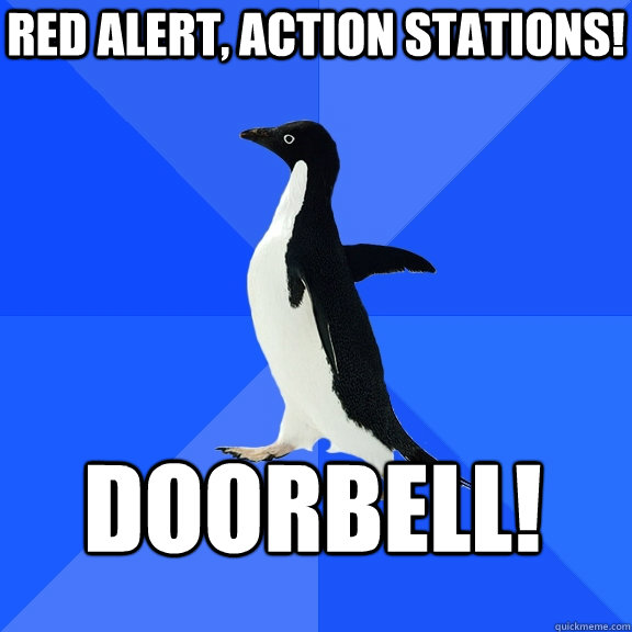 red alert action stations doorbell - Socially Awkward Penguin