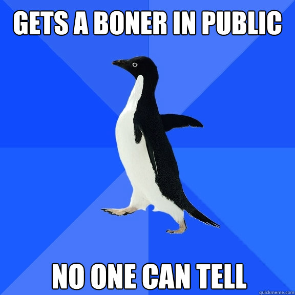gets a boner in public no one can tell - Socially Awkward Penguin