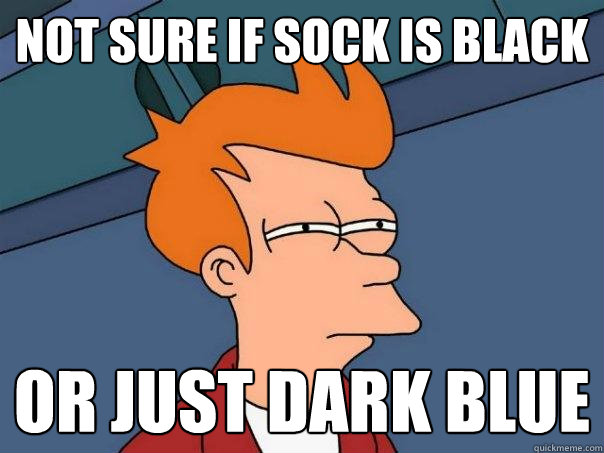 not sure if sock is black or just dark blue - Futurama Fry