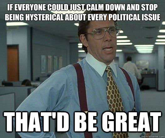 if everyone could just calm down and stop being hysterical a -