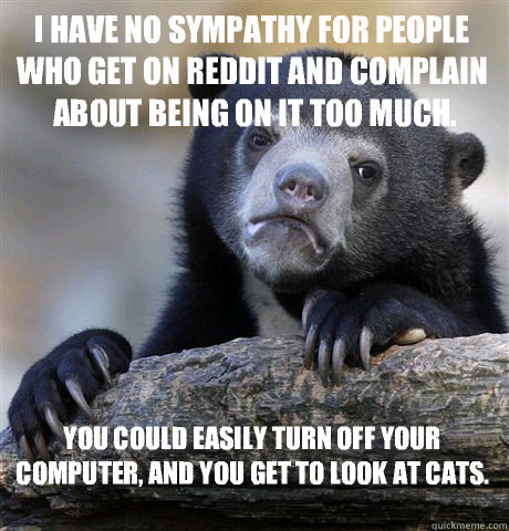 i have no sympathy for people who get on reddit and complain - Confession Bear