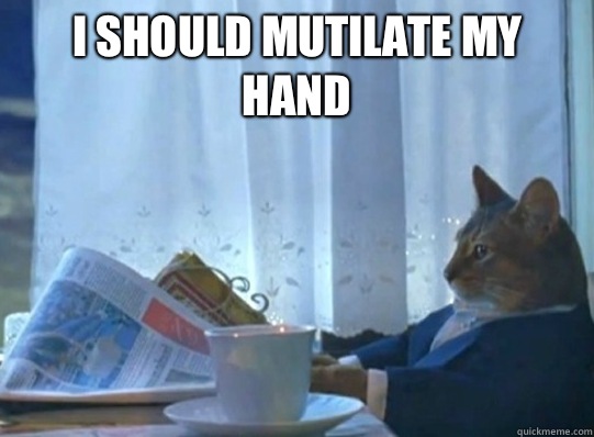 I should mutilate my hand - sophisticated knox cat