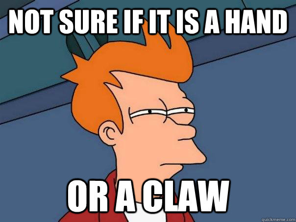 not sure if it is a hand or a claw - Futurama Fry