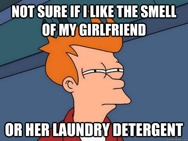not sure if i like the smell of my girlfriend or her laundry - Futurama Fry
