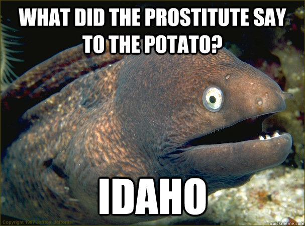 what did the prostitute say to the potato idaho - Bad Joke Eel