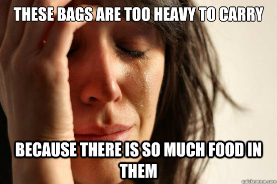 these bags are too heavy to carry because there is so much f - First World Problems
