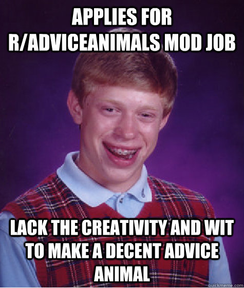 applies for radviceanimals mod job lack the creativity and - Bad Luck Brian
