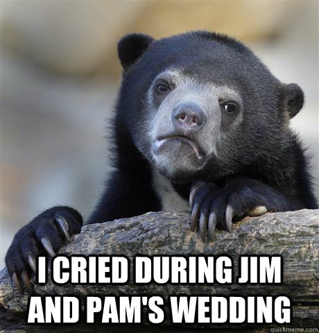 i cried during jim and pams wedding - Confession Bear