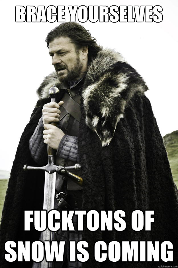 brace yourselves fucktons of snow is coming - Winter is coming