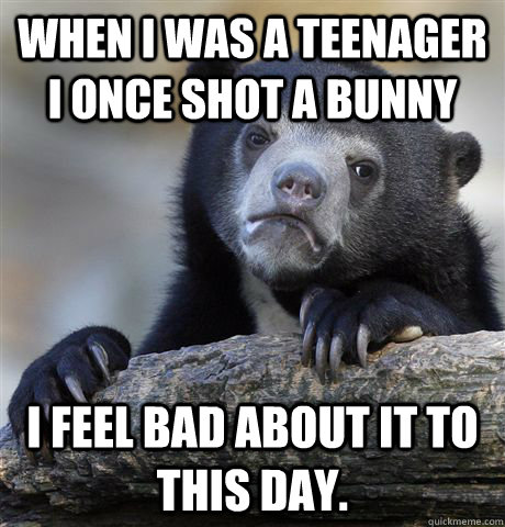 when i was a teenager i once shot a bunny i feel bad about i - Confession Bear