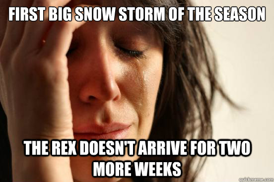 first big snow storm of the season the rex doesnt arrive fo - First World Problems