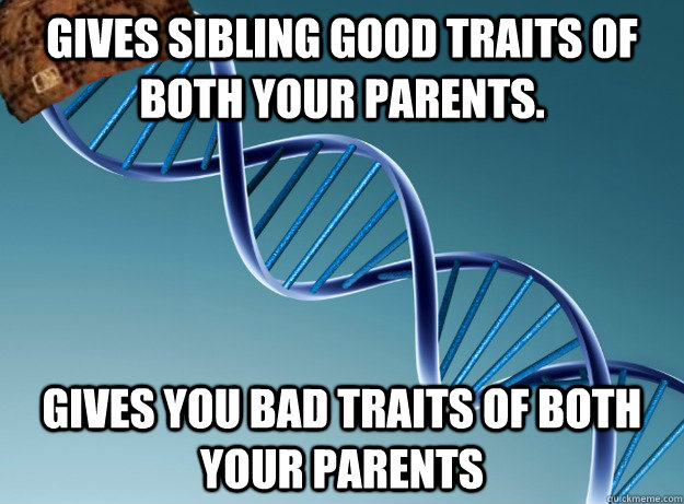 gives sibling good traits of both your parents gives you ba - Scumbag Genetics