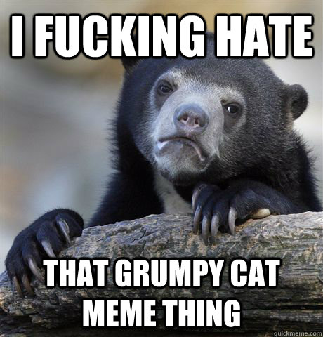 i fucking hate that grumpy cat meme thing - Confession Bear