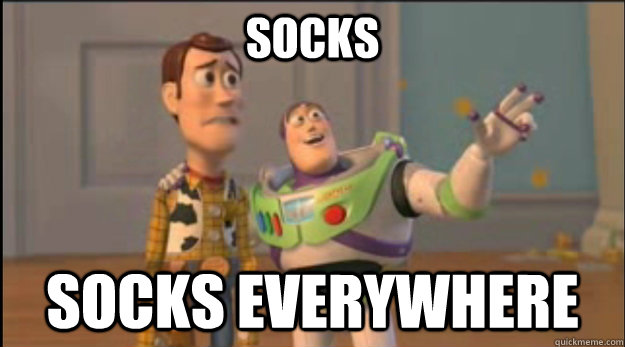 socks socks everywhere - buzz and woody