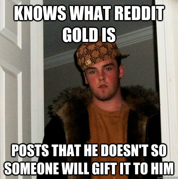 knows what reddit gold is posts that he doesnt so someone w - Scumbag Steve