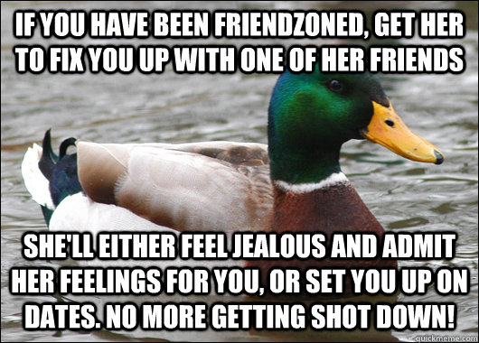 if you have been friendzoned get her to fix you up with one - Actual Advice Mallard