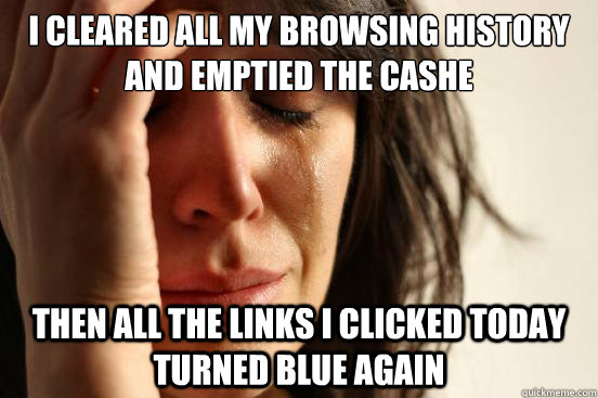 i cleared all my browsing history and emptied the cashe then - First World Problems