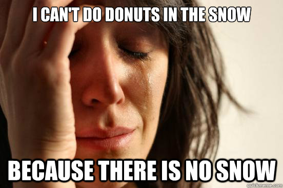 i cant do donuts in the snow because there is no snow - First World Problems