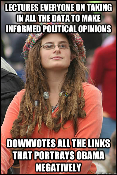 lectures everyone on taking in all the data to make informed - College Liberal