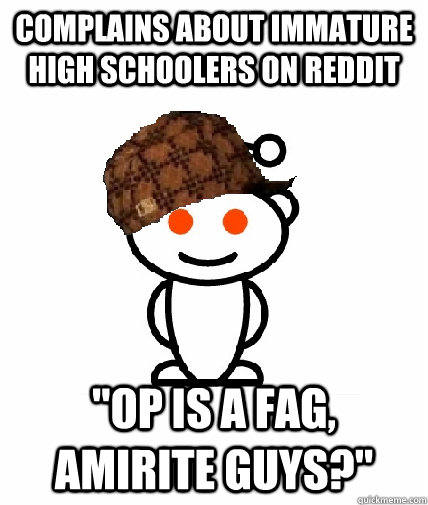 complains about immature high schoolers on reddit op is a f - Scumbag Reddit