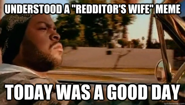 understood a redditors wife meme today was a good day - Today was a good day