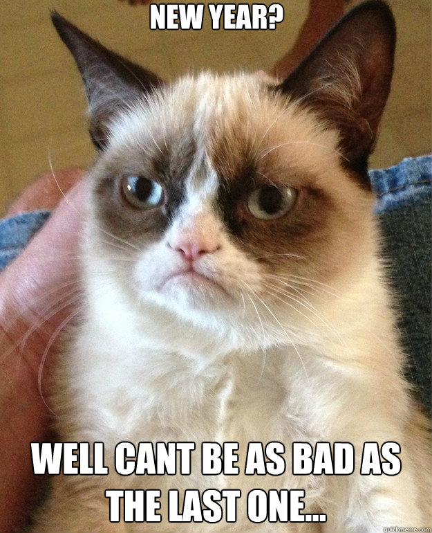 new year well cant be as bad as the last one - Grumpy Cat