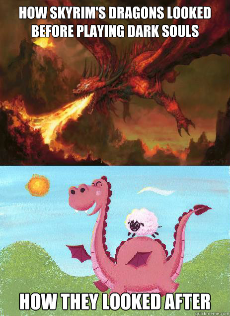 how skyrims dragons looked before playing dark souls how th -