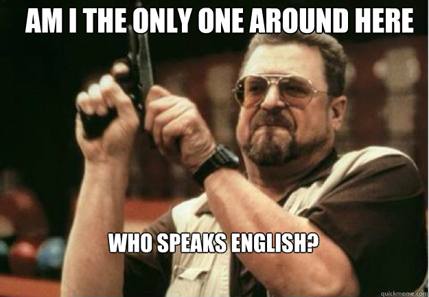 am i the only one around here who speaks english - Am I the Only one