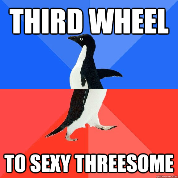 third wheel to sexy threesome - Socially Awkward Awesome Penguin