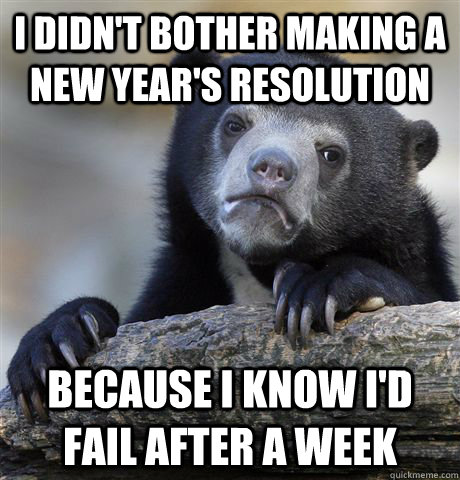 i didnt bother making a new years resolution because i kno - Confession Bear