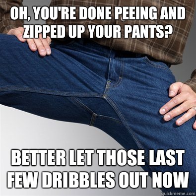Oh youre done peeing and zipped up your pants lol jk heres s - Scumbag Penis