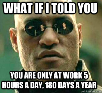 what if i told you you are only at work 5 hours a day 180 d - Matrix Morpheus