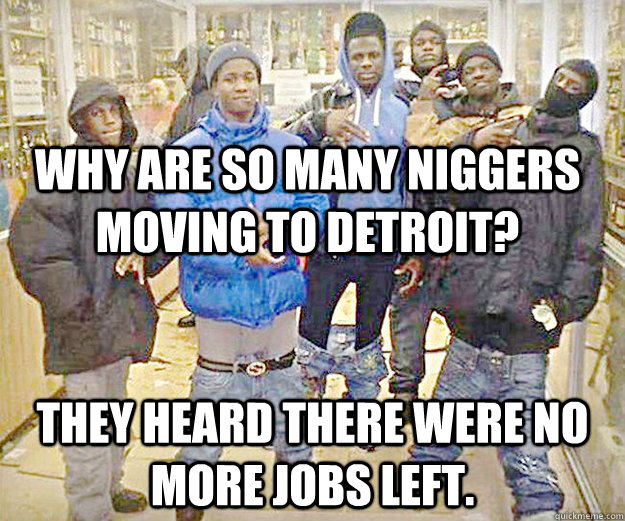 why are so many niggers moving to detroit they heard there -