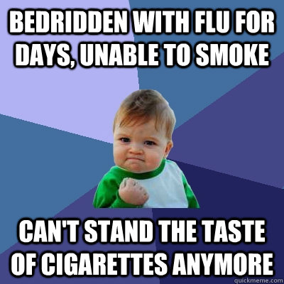 bedridden with flu for days unable to smoke cant stand the - Success Kid