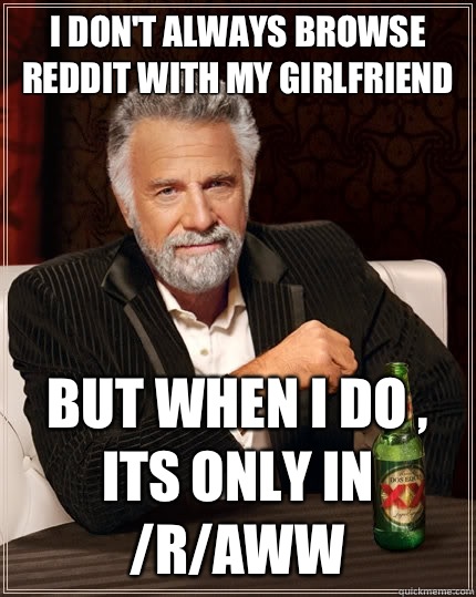 I dont always Browse reddit with my girlfriend But when i do - The Most Interesting Man In The World