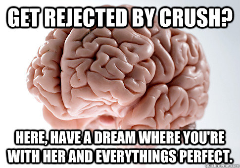 get rejected by crush here have a dream where youre with - Scumbag Brain