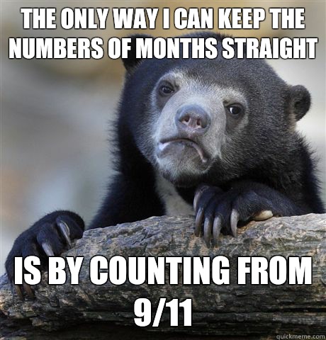 The only way I can keep the numbers of months straight I aut - Confession Bear