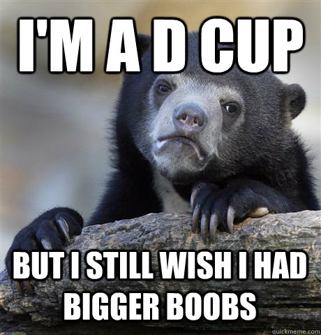 im a d cup but i still wish i had bigger boobs - Confession Bear