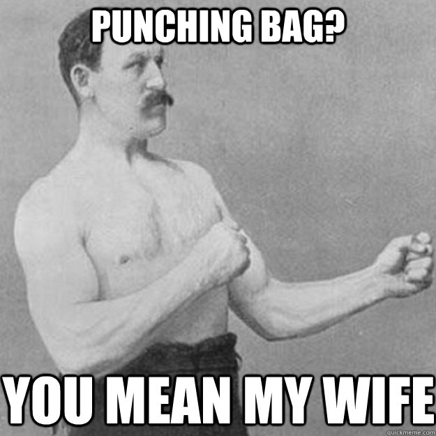 punching bag you mean my wife - overly manly man