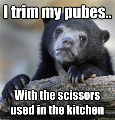 i trim my pubes with the scissors used in the kitchen - Confession Bear