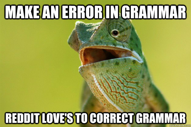 make an error in grammar reddit loves to correct grammar - Karma Karma Karma Karma Karma Cameleon
