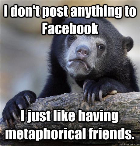 i dont post anything to facebook i just like having metapho - Confession Bear