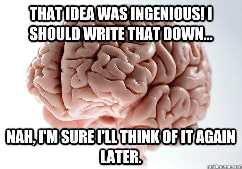 that idea was ingenious i should write that down nah i - Scumbag Brain