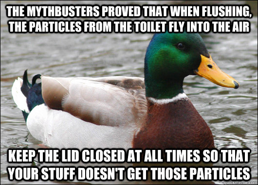the mythbusters proved that when flushing the particles fro - Actual Advice Mallard