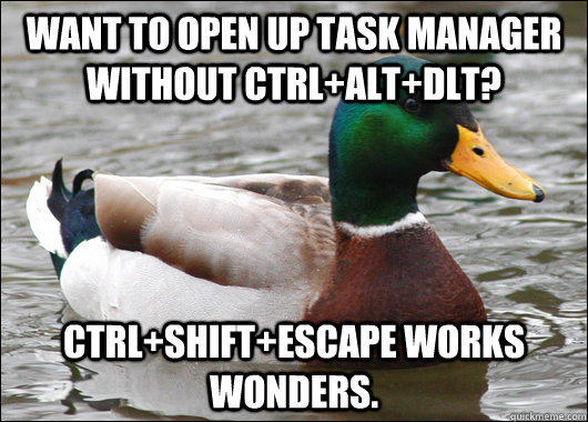 want to open up task manager without ctrlaltdlt ctrlshif - Actual Advice Mallard