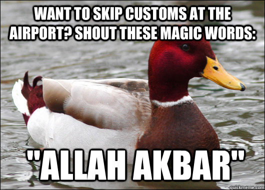 want to skip customs at the airport shout these magic words - Malicious Advice Mallard