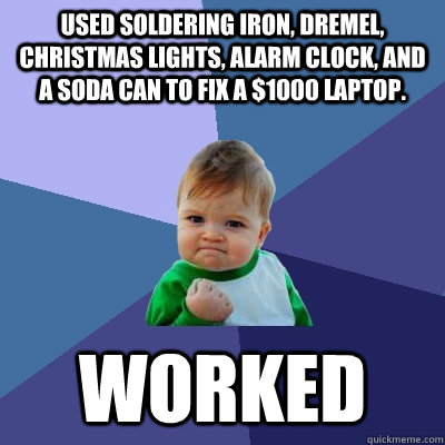 used soldering iron dremel christmas lights alarm clock - Success Kid